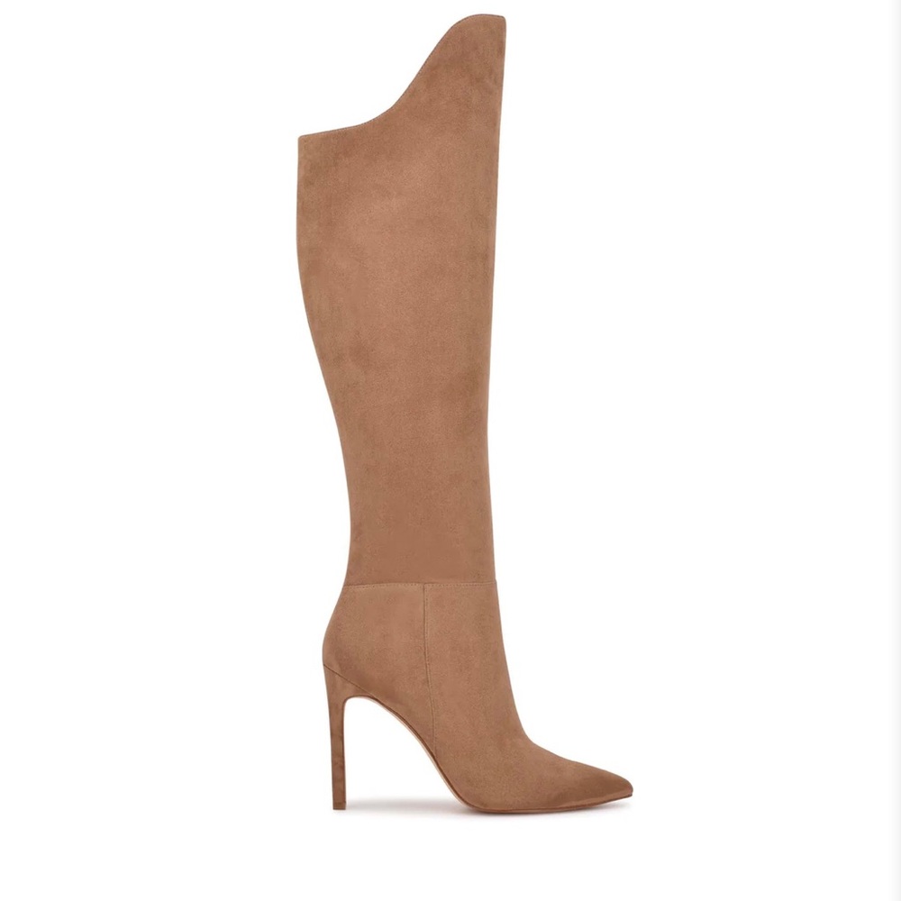 Nine West Teleena Wide Calf Heeled Boots / Tan / Size 10